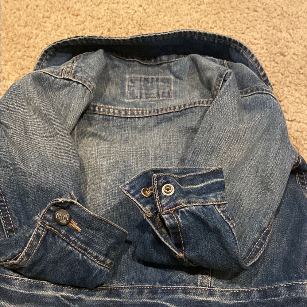 Place Blue Jean Jacket with Classic Trucker Style and Contrasting Stitching - Picture 9 of 10